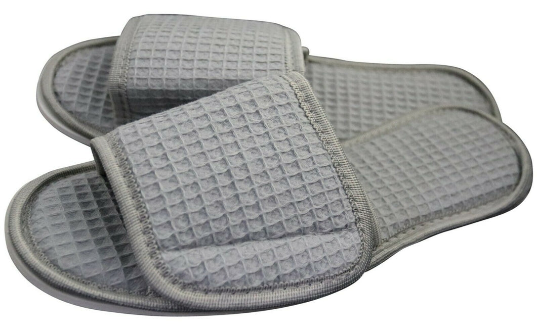 Kimono Style Cotton Waffle Weave Spa Slippers - 2 colors