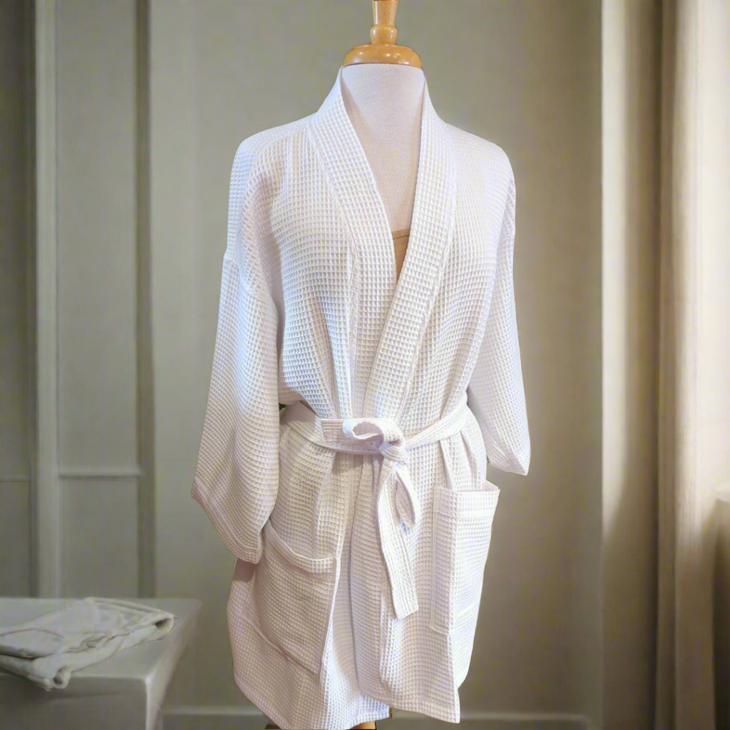 Cotton Waffle Weave Spa Robe -