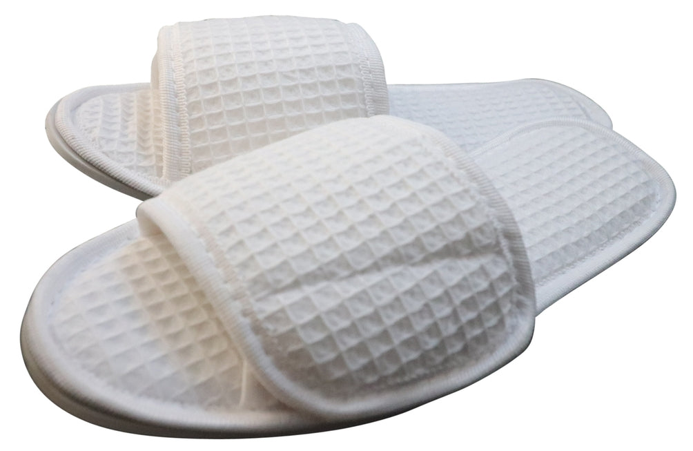 Kimono Style Cotton Waffle Weave Spa Slippers - 2 colors