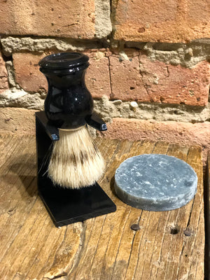 Distinct Activated Charcoal Shave Puck & Shave Brush Gift Set